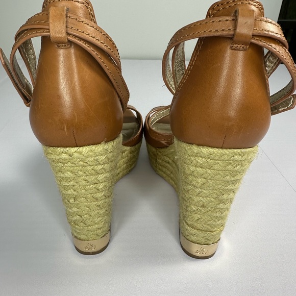 Sam Edelman Turner Saddle Leather Espadrilles Wedges Size 8.5 Brown - Picture 7 of 12